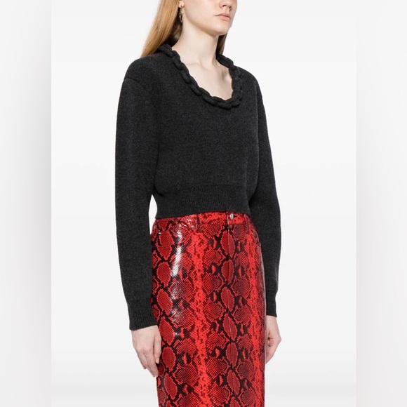 Alexander Wang 3D Chain Accent Cropped Wool Blend Sweater Pullover No Care/ Size - Picture 1 of 17
